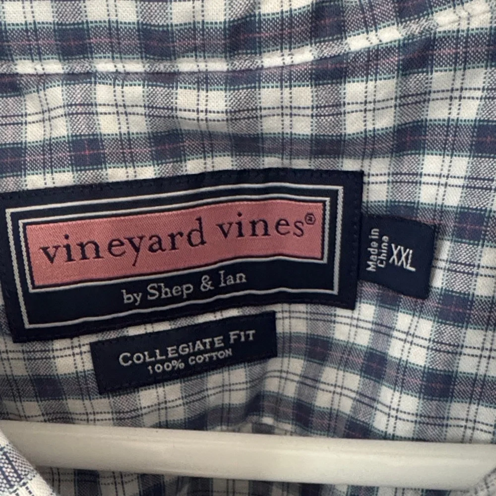 Vineyard Vines Men's Blue and White Checkered Shirt - Picture 2 of 4